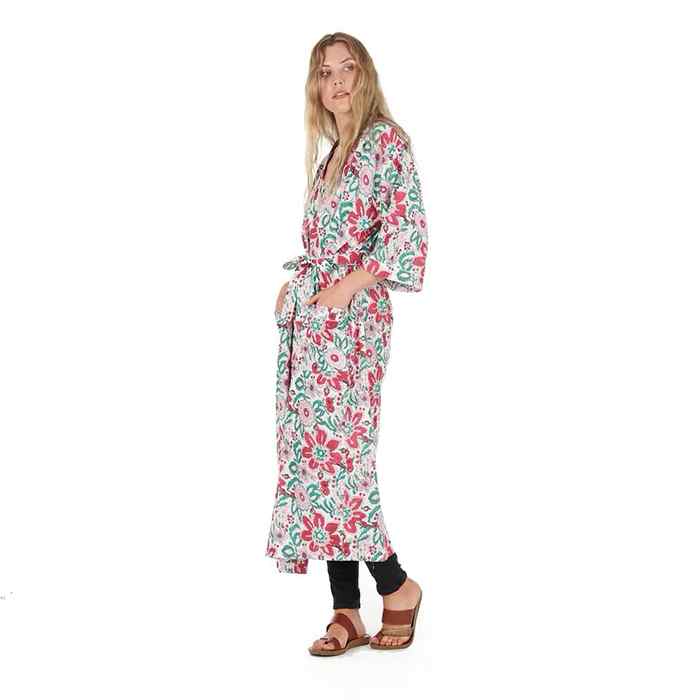 Linen Connections Frida Cotton Kimono Bathrobe Valentines Day Gift Turkish Cardigan Nightwear Dressing Gown Beach Bikini Summer CK26