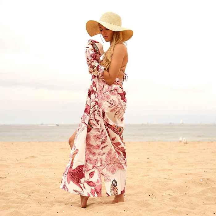 Linen Connections Frida Cotton Kimono Bathrobe Valentines Day Gift Turkish Cardigan Nightwear Dressing Gown Beach Bikini Summer CK70