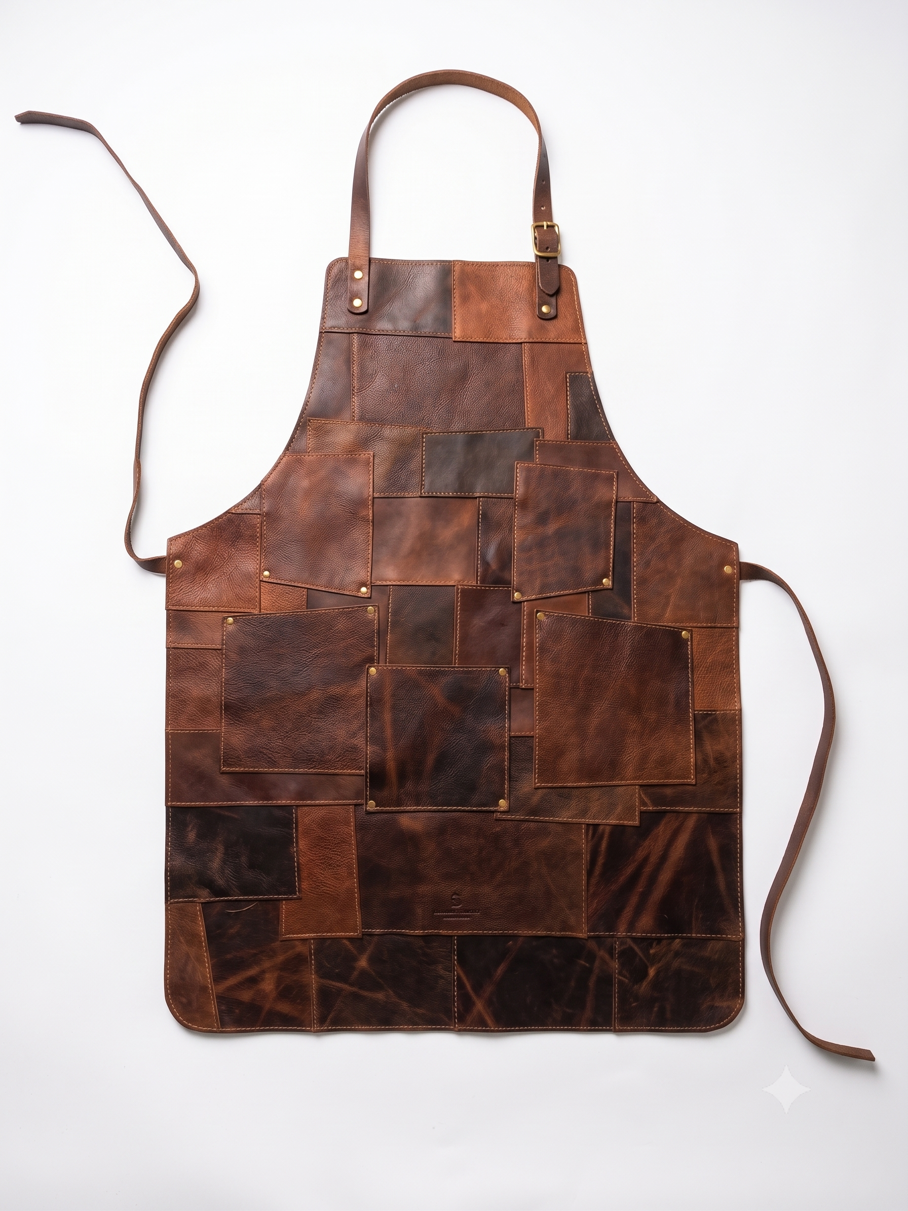 Handmade full-grain leather apron with adjustable straps free size