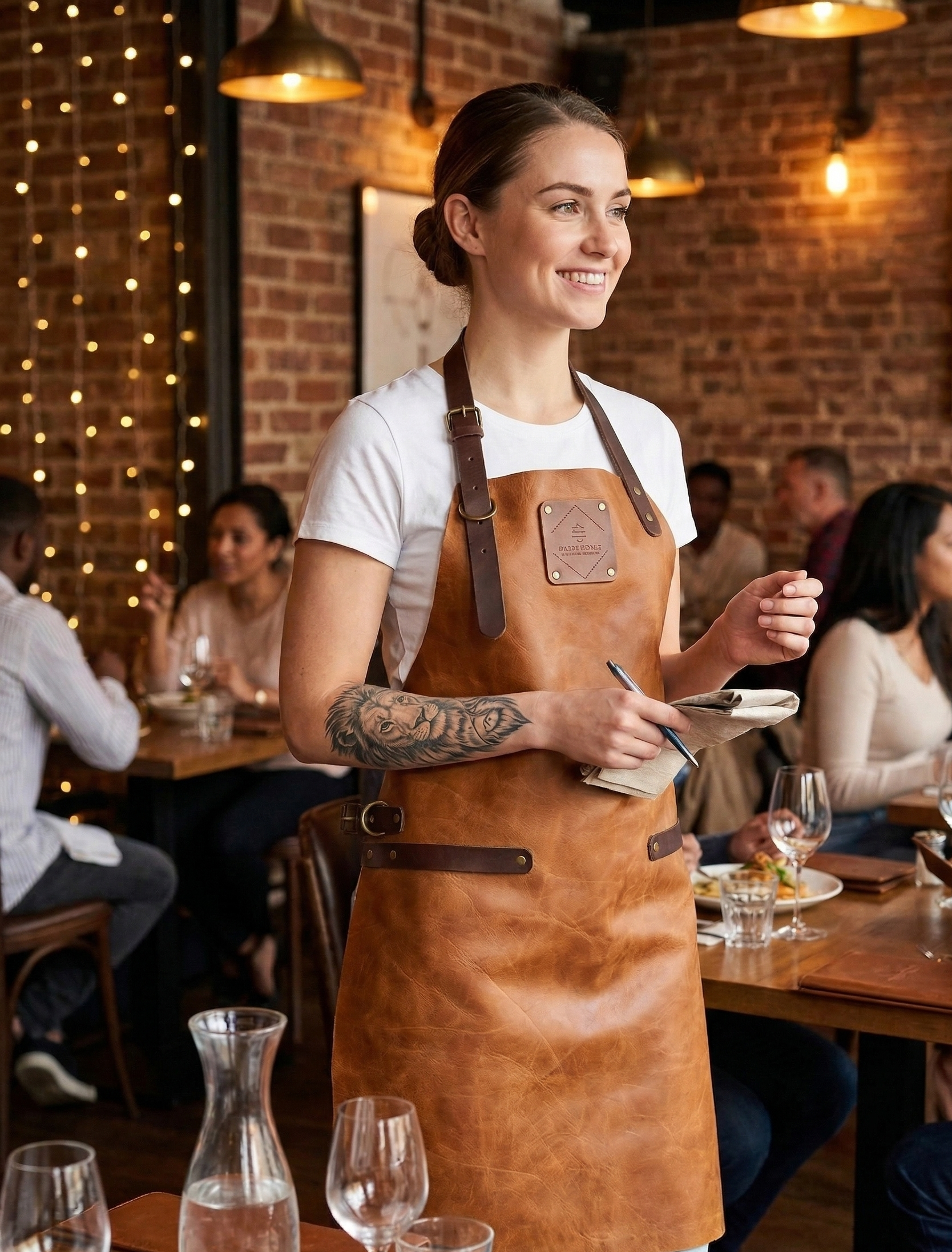 Premium brown vintage saddle leather apron by CraftLuxe