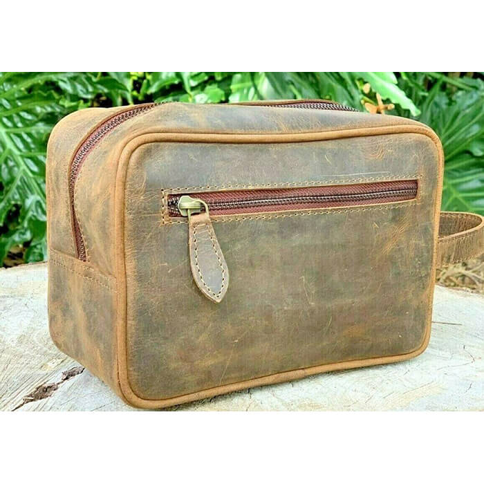 Genuine Vintage Leather Travel Toiletry Bag Organizer Men's Travel Accessories