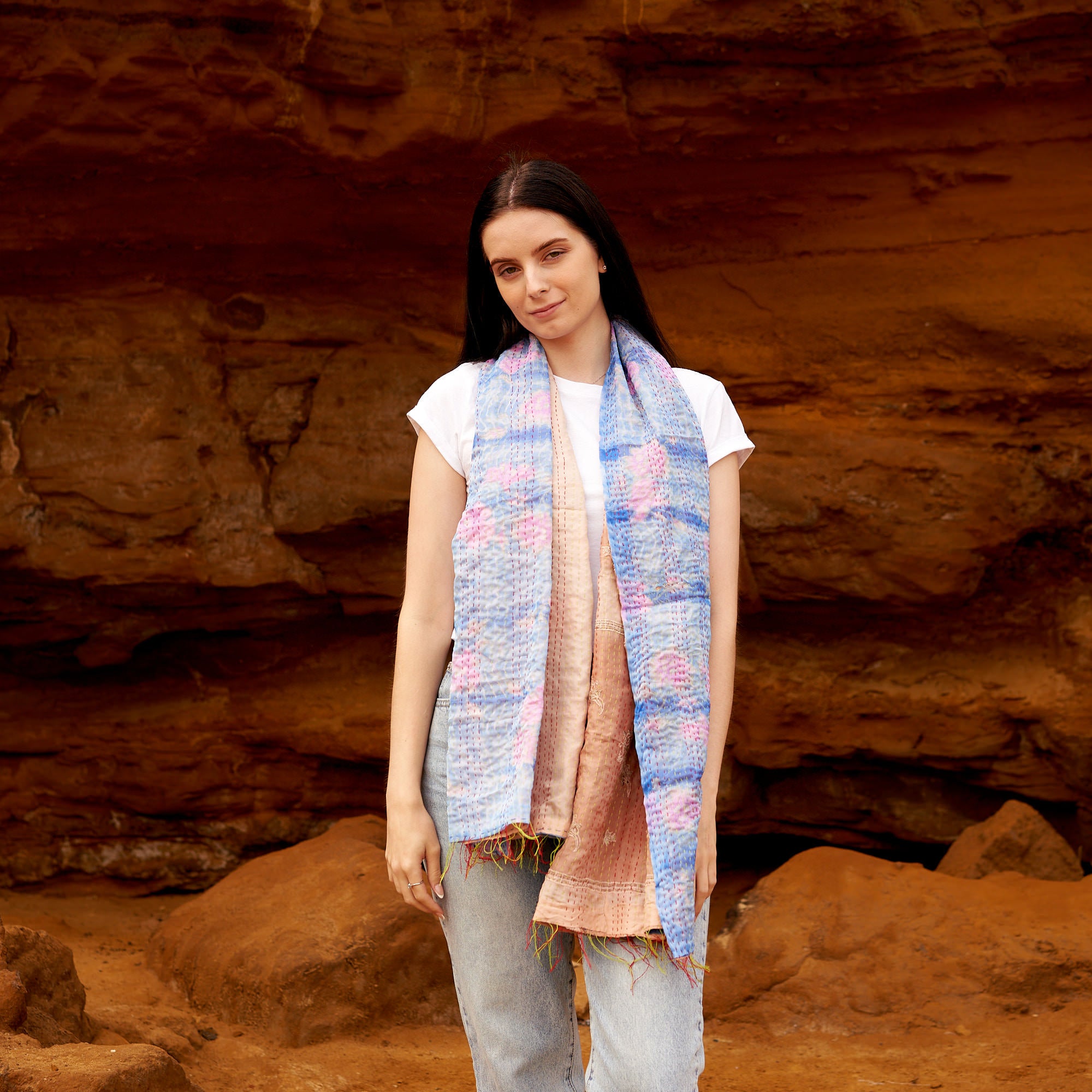 100% Silk Kantha Scarf