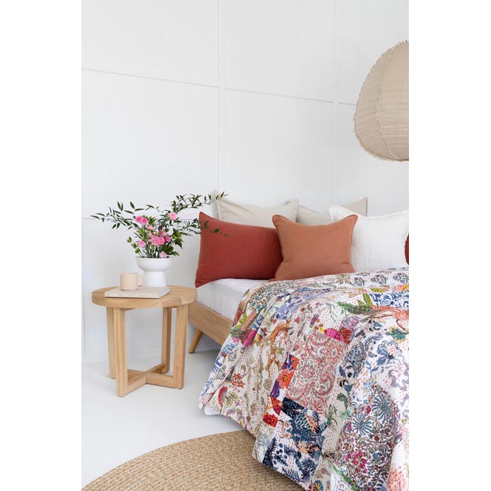 Kantha Quilt Indian Quilt Block Print Quilt Bedspread Bohemian Boho Cotton Throw Quilt Handmade Blanket Doona King Size KQ01