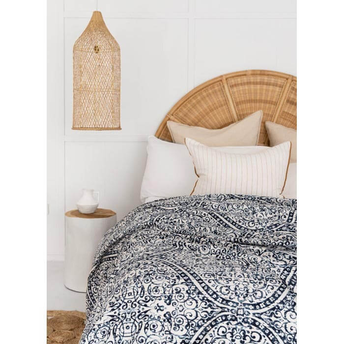 Kantha Quilt Indian Quilt Block Print Quilt Bedspread Bohemian Boho Cotton Throw Quilt Handmade Blanket Doona King Size KQ06