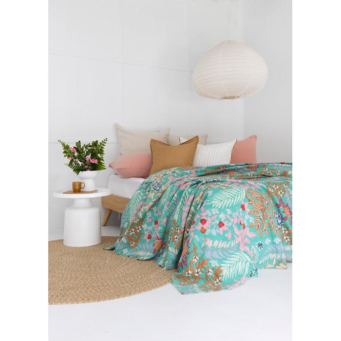 Kantha Quilt Indian Quilt Block Print Quilt Bedspread Bohemian Boho Cotton Throw Quilt Handmade Blanket Doona King Size KQ15