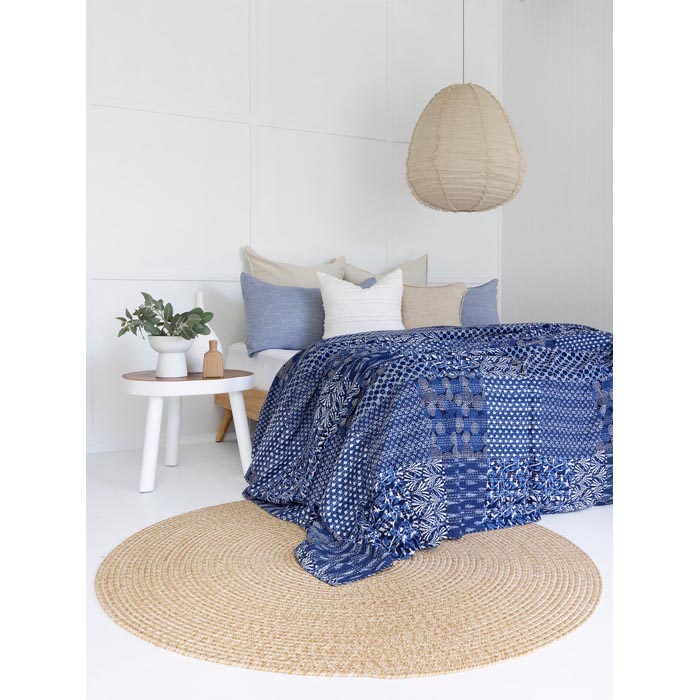 Kantha Quilt Indian Quilt Block Print Quilt Bedspread Bohemian Boho Cotton Throw Quilt Handmade Blanket Doona King Size KQ51