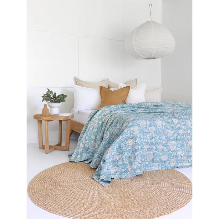 Kantha Quilt Indian Quilt Block Print Quilt Bedspread Bohemian Boho Cotton Throw Quilt Handmade Blanket Doona King Size KQ53