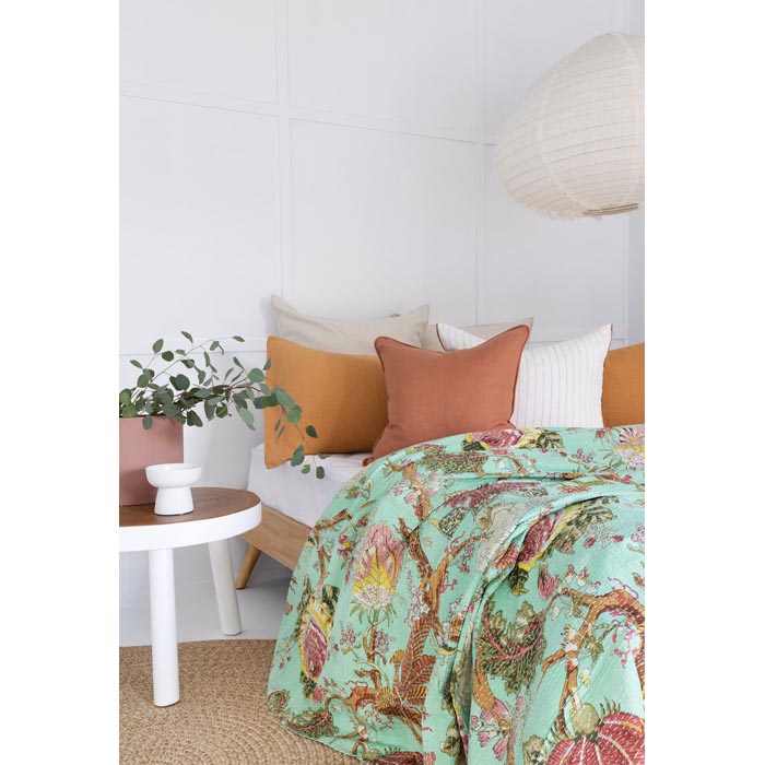 Kantha Quilt Indian Quilt Block Print Quilt Bedspread Bohemian Boho Cotton Throw Quilt Handmade Blanket Doona King Size KQ66