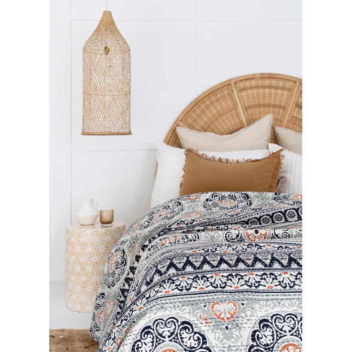 Kantha Quilt Indian Quilt Block Print Quilt Bedspread Bohemian Boho Cotton Throw Quilt Handmade Blanket Doona King Size KQ69