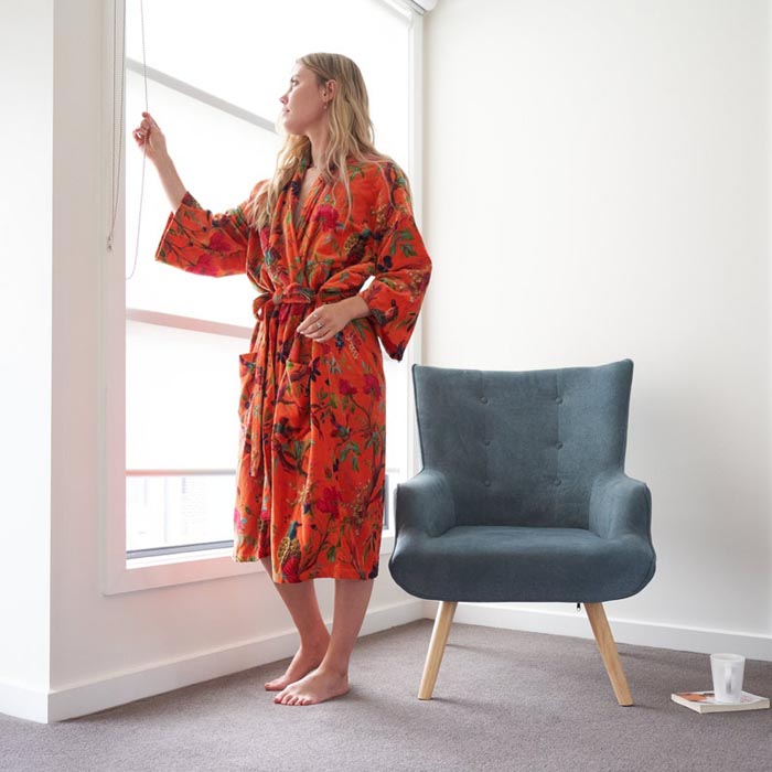Kimono, Cotton Velvet Kimono, Bathrobe, Gift, Frida Kimono for her Floral Kimono Robe, Bridal Robes, Bridal Robes, Bridesmaids Gifts SALE VK07