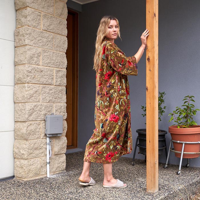 Kimono, Cotton Velvet Kimono, Bathrobe, Gift, Frida Kimono for her Floral Kimono Robe, Bridal Robes, Bridal Robes, Bridesmaids Gifts SALE VK08