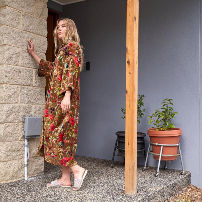 Kimono, Cotton Velvet Kimono, Bathrobe, Gift, Frida Kimono for her Floral Kimono Robe, Bridal Robes, Bridal Robes, Bridesmaids Gifts SALE VK08