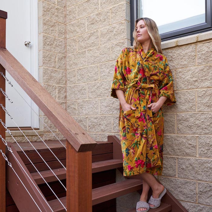 Kimono, Cotton Velvet Kimono, Bathrobe, Gift, Frida Kimono for her Floral Kimono Robe, Bridal Robes, Bridal Robes, Bridesmaids Gifts SALE VK16