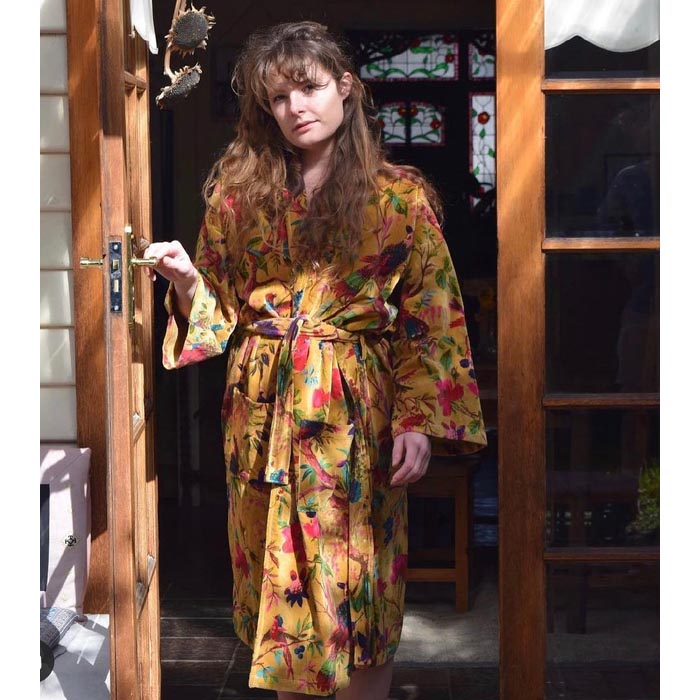 Kimono, Cotton Velvet Kimono, Bathrobe, Gift, Frida Kimono for her Floral Kimono Robe, Bridal Robes, Bridal Robes, Bridesmaids Gifts SALE VK17