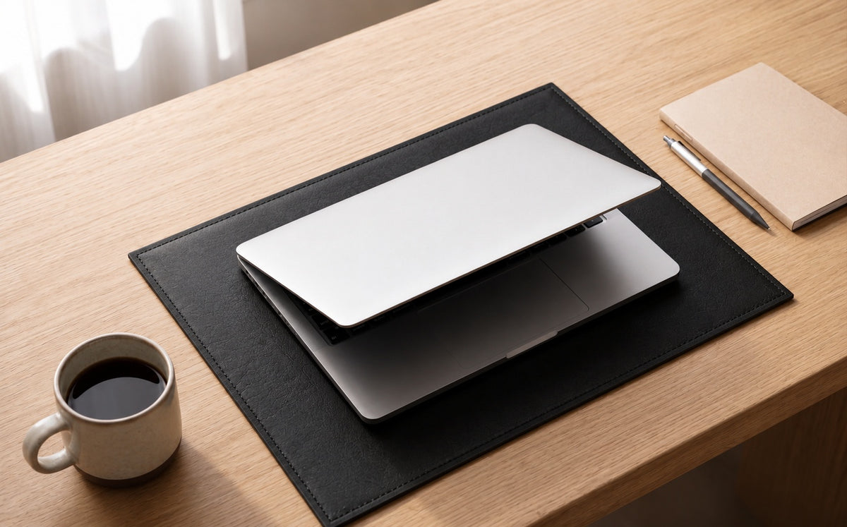 Placemat Black Leather Desk Mat | Multi-Purpose Table Protector