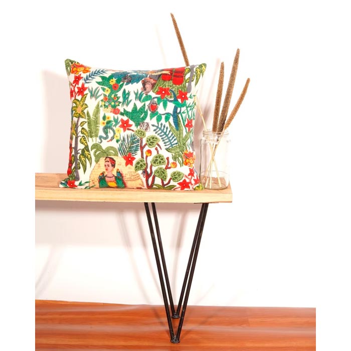 Linen Connections Frida Kahlo Velvet Cushion Cover Frida’s Garden Cushion Handmade Mexico Muertes Decorative Cushion 100% cotton velvet CC194