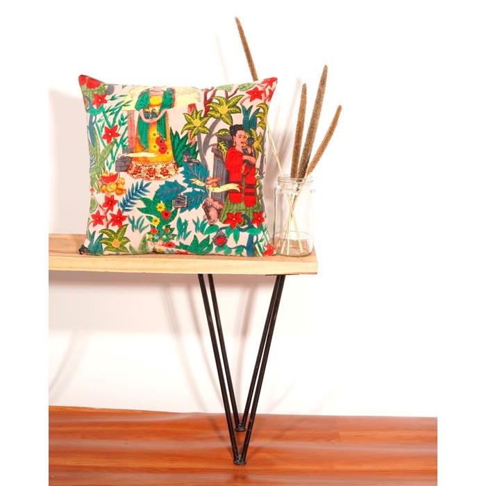 Linen Connections Frida Kahlo Velvet Cushion Cover Frida’s Garden Cushion Handmade Mexico Muertes Decorative Cushion 100% cotton velvet CC195