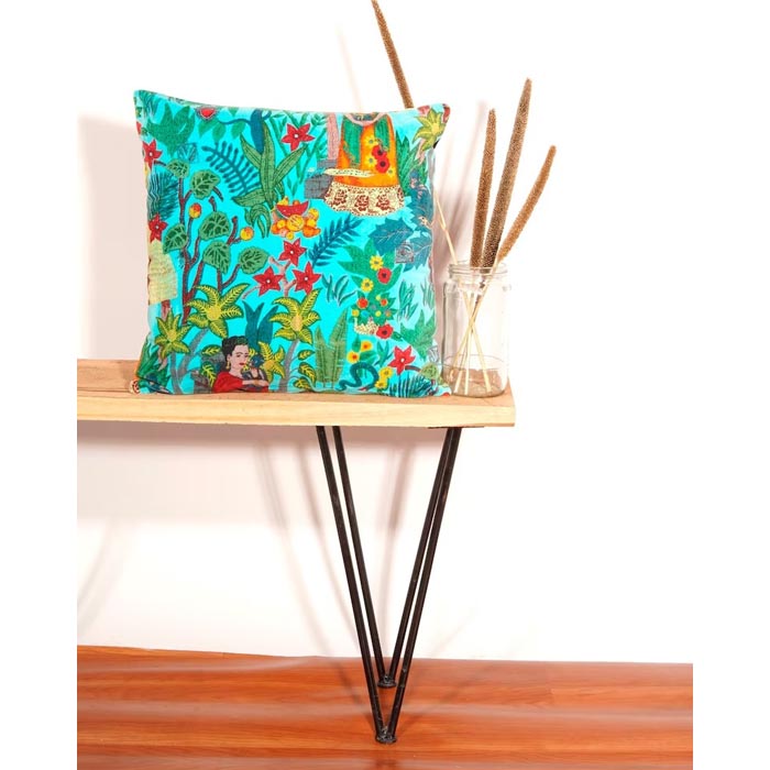 Linen Connections Frida Kahlo Velvet Cushion Cover Frida’s Garden Cushion Handmade Mexico Muertes Decorative Cushion 100% cotton velvet CC196