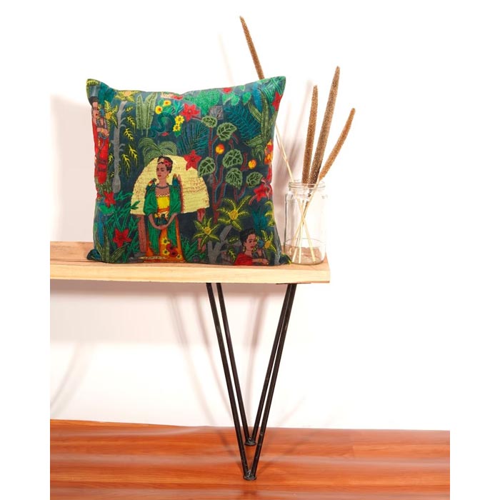 Linen Connections Frida Kahlo Velvet Cushion Cover Frida’s Garden Cushion Handmade Mexico Muertes Decorative Cushion 100% cotton velvet CC197
