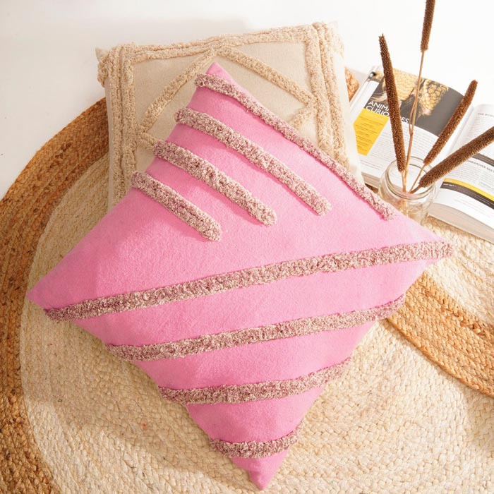 Linen Connections Tassel Hand Tufted Cushion Cover Moroccan Boho 'Shaggy' Beni Ourain Style Cushion Cover   Berber Style Cushion Cover CC174
