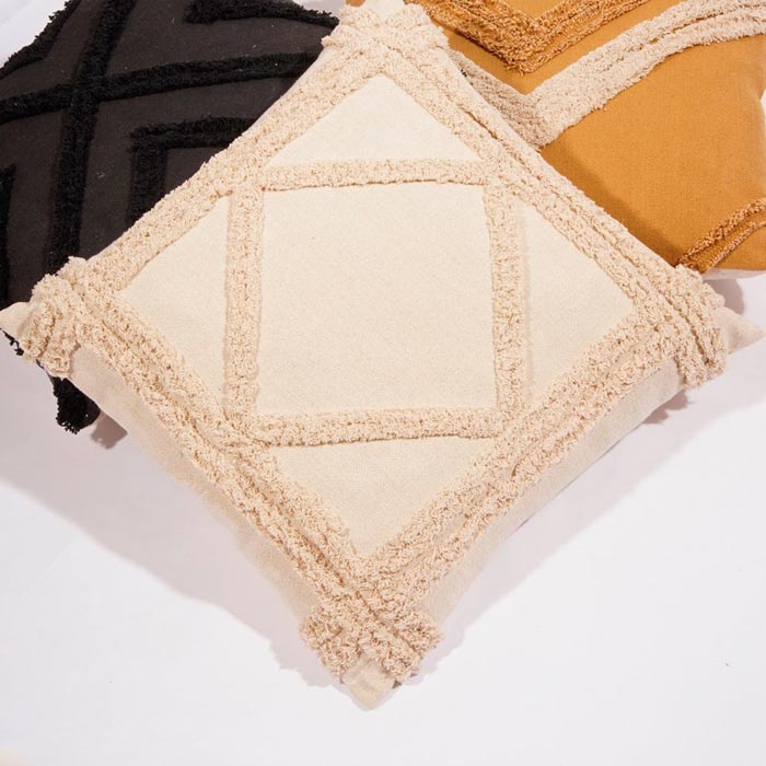 Linen Connections Tassel Hand Tufted Cushion Cover Moroccan Boho 'Shaggy' Beni Ourain Style Cushion Cover   Berber Style Cushion Cover CC177