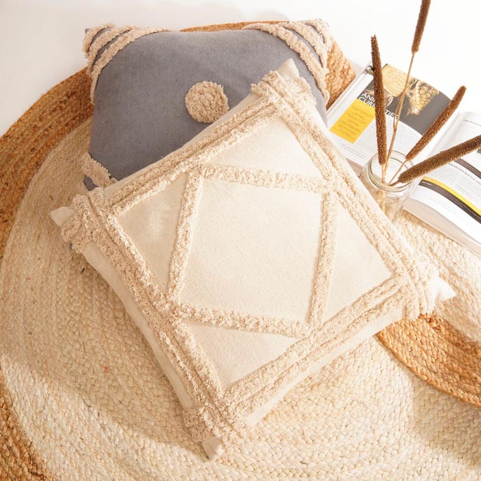 Linen Connections Tassel Hand Tufted Cushion Cover Moroccan Boho 'Shaggy' Beni Ourain Style Cushion Cover   Berber Style Cushion Cover CC178