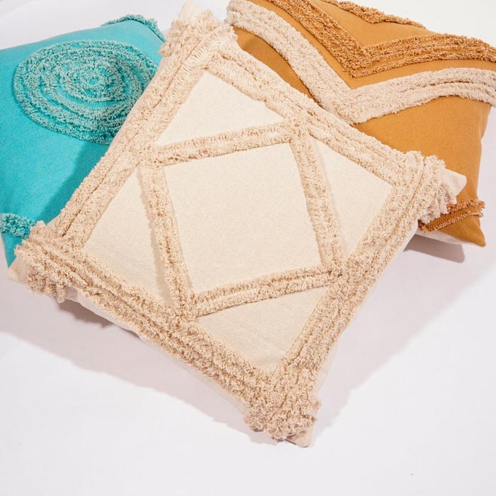 Linen Connections Tassel Hand Tufted Cushion Cover Moroccan Boho 'Shaggy' Beni Ourain Style Cushion Cover   Berber Style Cushion Cover CC179