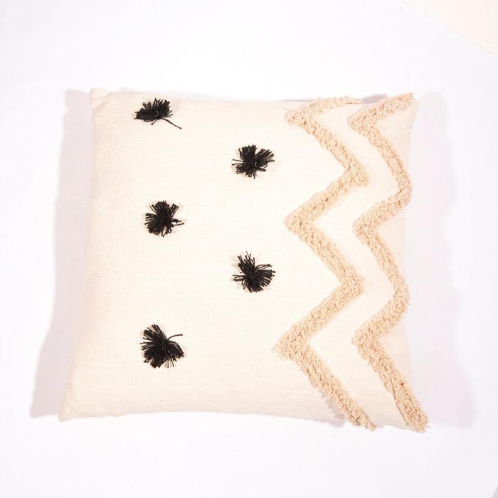 Linen Connections Tassel Hand Tufted Cushion Cover Moroccan Boho 'Shaggy' Beni Ourain Style Cushion Cover   Berber Style Cushion Cover CC180