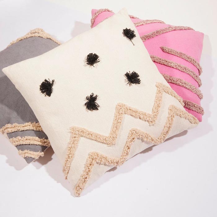 Linen Connections Tassel Hand Tufted Cushion Cover Moroccan Boho 'Shaggy' Beni Ourain Style Cushion Cover   Berber Style Cushion Cover CC180
