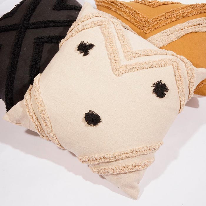 Linen Connections Tassel Hand Tufted Cushion Cover Moroccan Boho 'Shaggy' Beni Ourain Style Cushion Cover   Berber Style Cushion Cover CC181