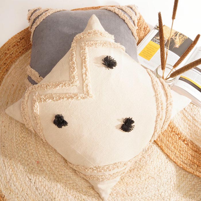 Linen Connections Tassel Hand Tufted Cushion Cover Moroccan Boho 'Shaggy' Beni Ourain Style Cushion Cover   Berber Style Cushion Cover CC181
