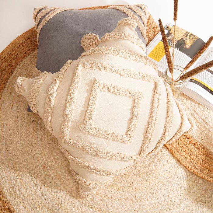 Linen Connections Tassel Hand Tufted Cushion Cover Moroccan Boho 'Shaggy' Beni Ourain Style Cushion Cover   Berber Style Cushion Cover CC182
