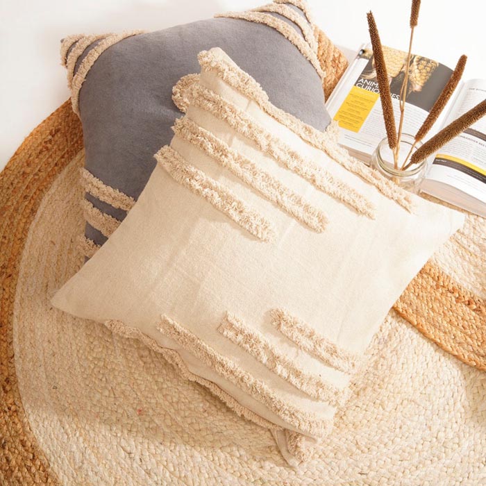 Linen Connections Tassel Hand Tufted Cushion Cover Moroccan Boho 'Shaggy' Beni Ourain Style Cushion Cover   Berber Style Cushion Cover CC184