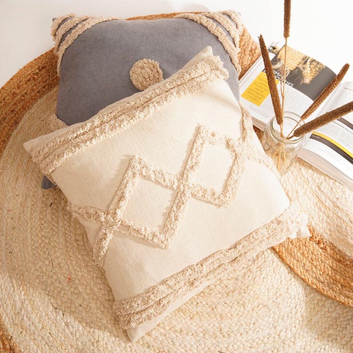 Linen Connections Tassel Hand Tufted Cushion Cover Moroccan Boho 'Shaggy' Beni Ourain Style Cushion Cover   Berber Style Cushion Cover CC185