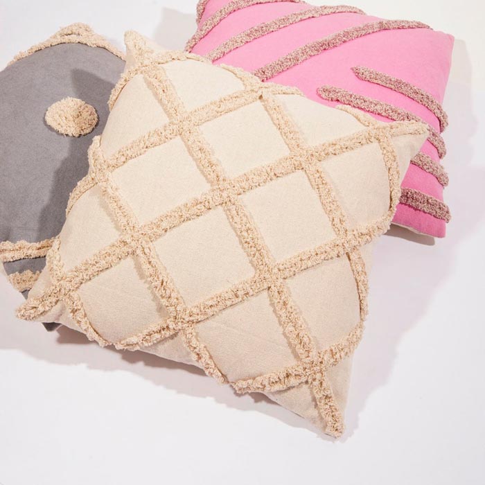 Linen Connections Tassel Hand Tufted Cushion Cover Moroccan Boho 'Shaggy' Beni Ourain Style Cushion Cover   Berber Style Cushion Cover CC186