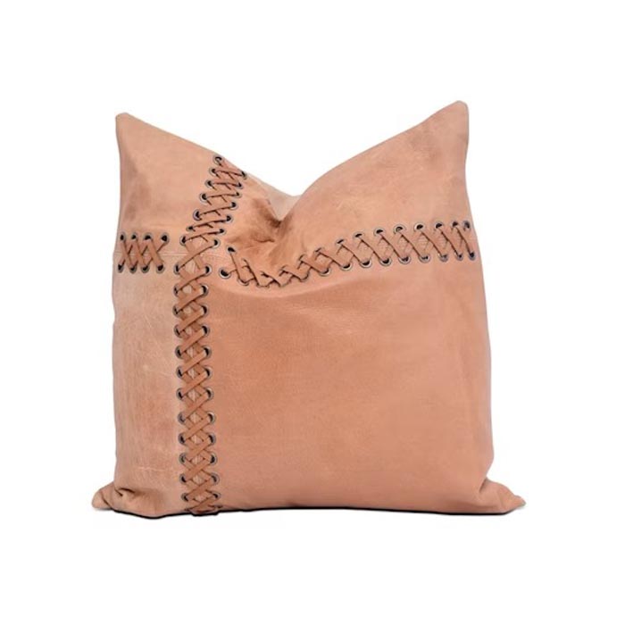 Melbourne Leather Co Genuine Leather Patchwork Cushion Cover Pillow Cover Leather Pillow Leather Cushion Vintage Leather Tan Pillow Cover CC154