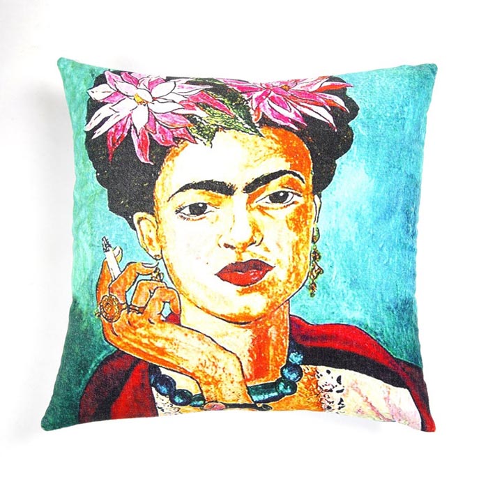Mexican Painter Pillow Case, Frida Floral Decorative Cushion, Mexican Painter Art Garden Country Mexico Muertes Cushion Cover CC53