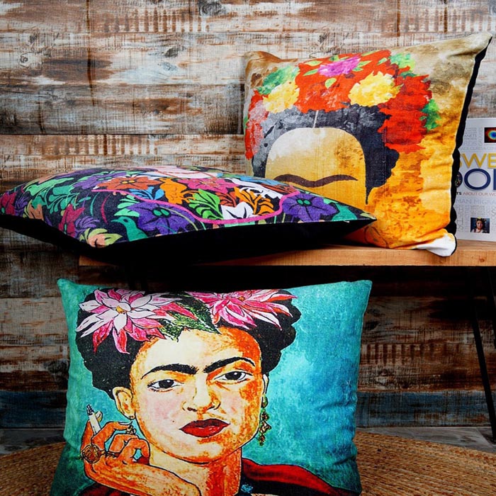 Mexican Painter Pillow Case, Frida Floral Decorative Cushion, Mexican Painter Art Garden Country Mexico Muertes Cushion Cover CC60