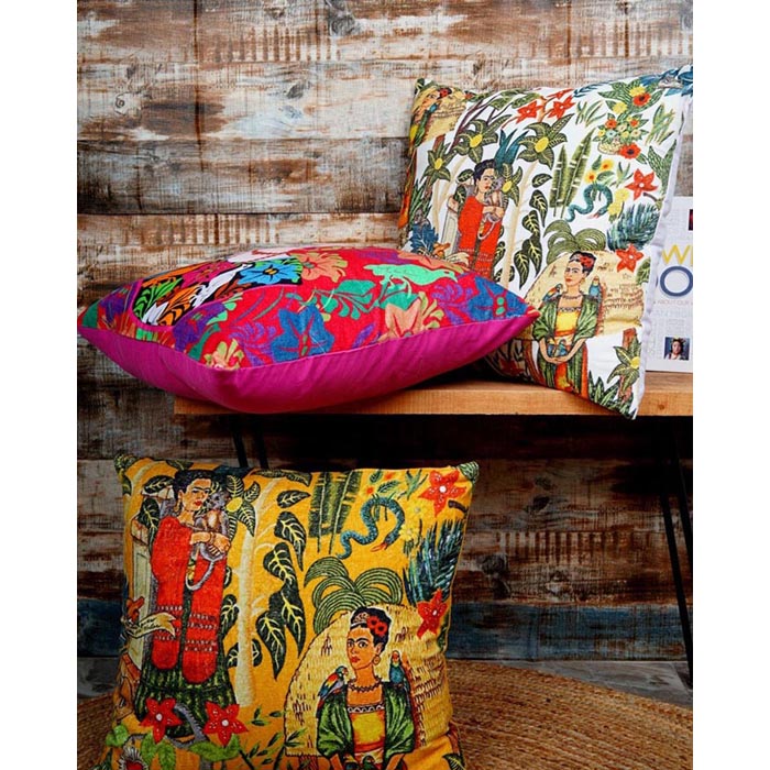Mexican Painter Pillow Case, Frida Floral Decorative Cushion, Mexican Painter Art Garden Country Mexico Muertes Cushion Cover CC61