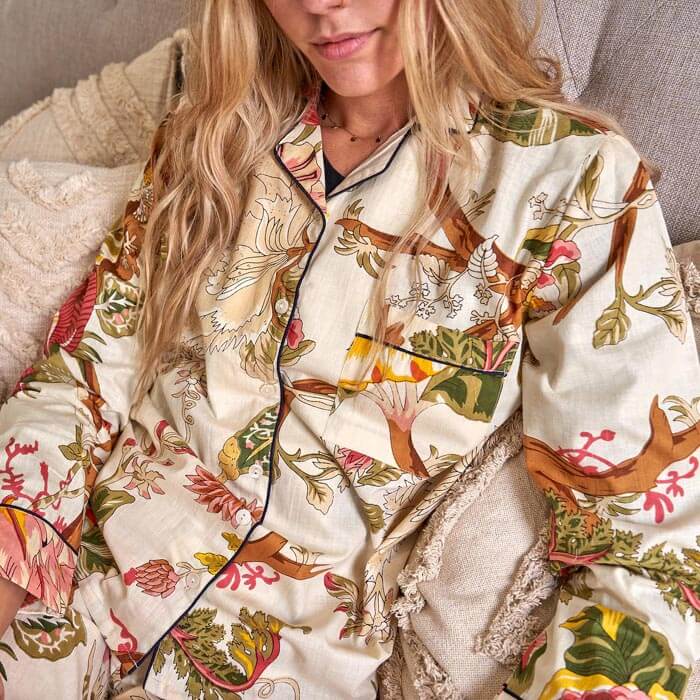 PJ Set Lounge Wear Multi Coloured Beige Floral Includes 4 Sizes - S,M,L,XL PJ27