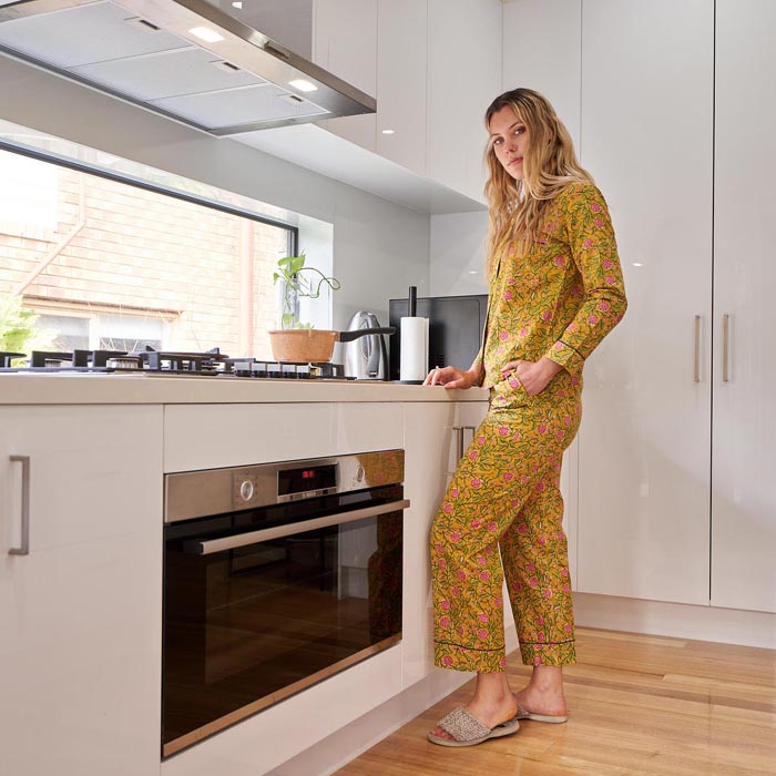 PJ Set Lounge Wear Multi Coloured Mustard Rose Includes 4 Sizes - S,M,L,XL PJ23