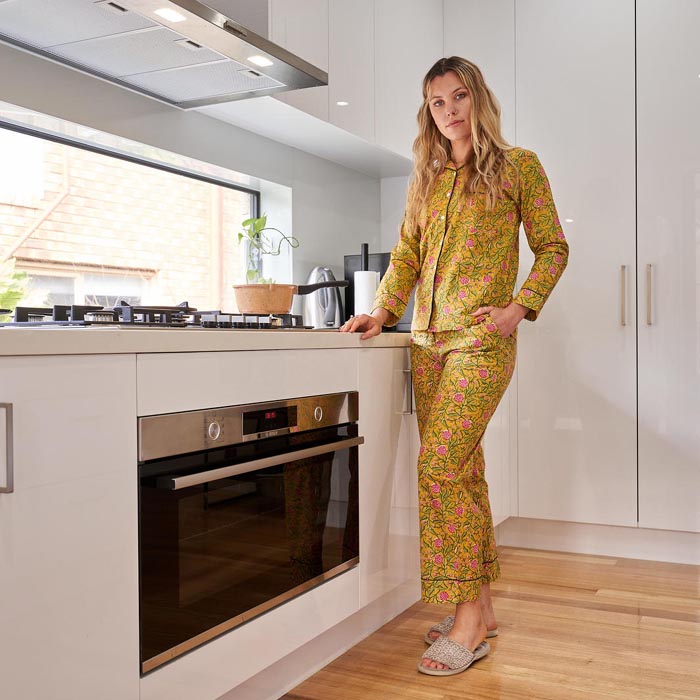 PJ Set Lounge Wear Multi Coloured Mustard Rose Includes 4 Sizes - S,M,L,XL PJ23