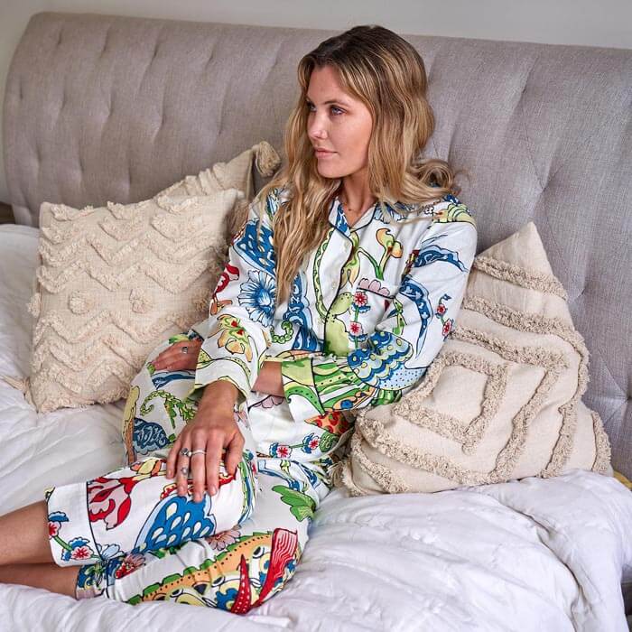 PJ Set Lounge Wear Multi Coloured White Peacock Includes 4 Sizes - S,M,L,XL PJ25