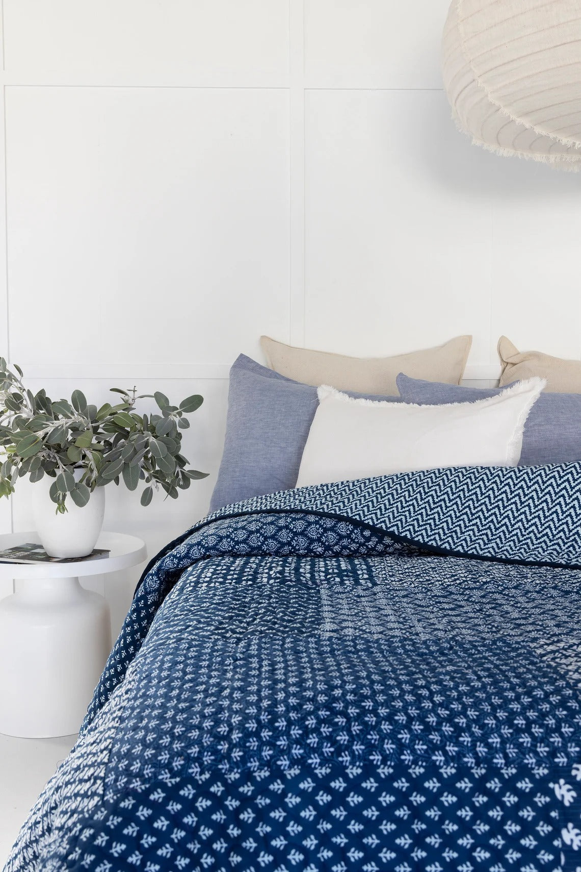 Floral Cotton Quilt Throw Bedspread Block Print Quilt Indian Quilt Comforter Duvet Cover Quilt Gift - Indigo patchwork