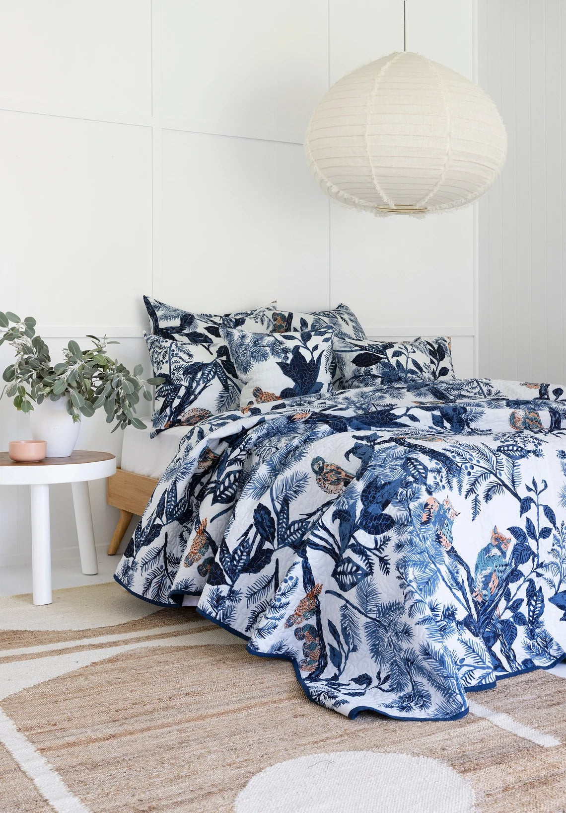 Floral Cotton Quilt Throw Bedspread Block Print Quilt Indian Quilt Comforter Duvet Cover Quilt Gift - Blue Owl