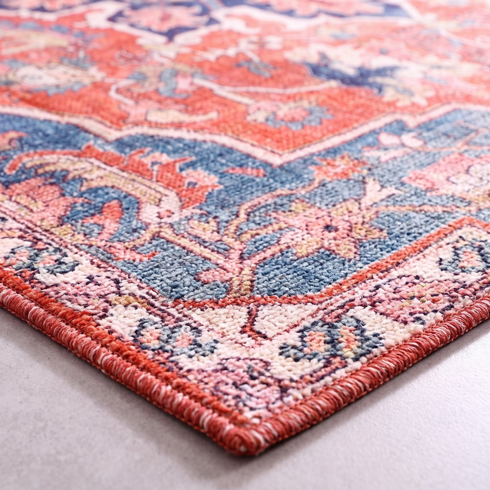 Distressed Persian Area Rug | Vintage Boho Medallion Carpet