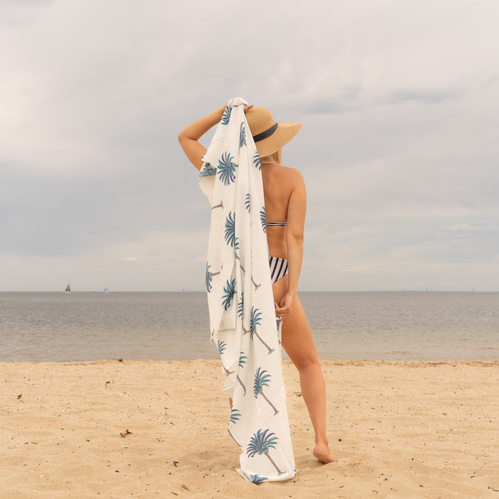 Blue Palms - 100% Cotton Sarong