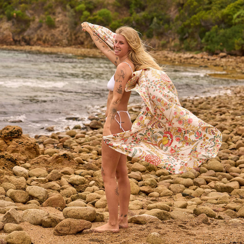 Sun Dancer Block Print Sarong - Handcrafted Cotton Wrap for Beach & Beyond