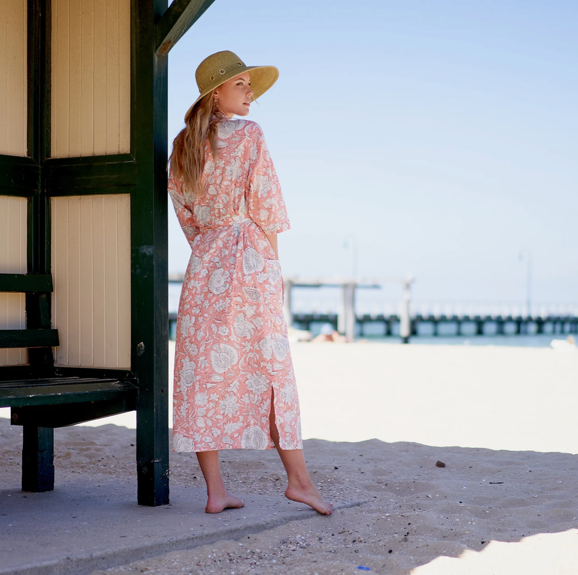 Cotton Kimono Robe - Floral Pinks