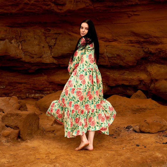 Set of 2 Cotton Maxi Dress Summer Dress Boho dress Long Boho Dress Floral roses Price includes 2 Sizes S,M,L,XL BD23